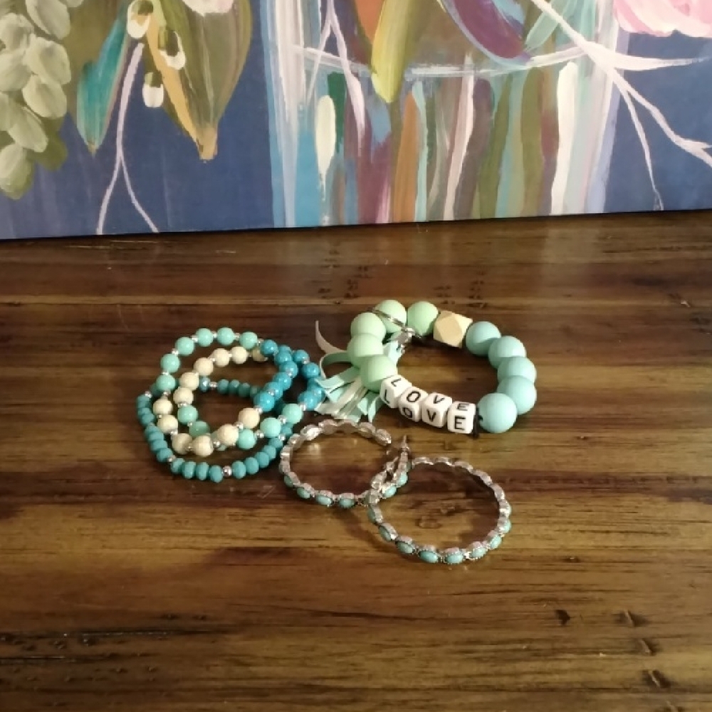 Teal And Turquoise 6 Pc Set